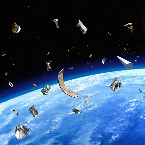 Space junk surrounding earth